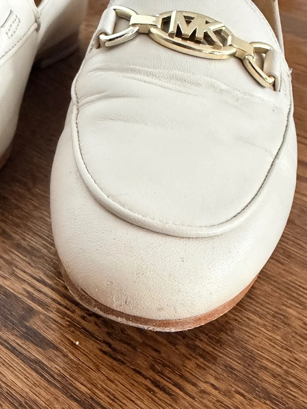 Michael Kors Cream Leather MK Logo Loafers Sz 6.5